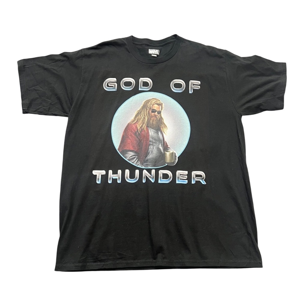 Marvel Thor God‎ of Thunder Graphic T-Shirt Mens XL Black Avengers Endgame Bro